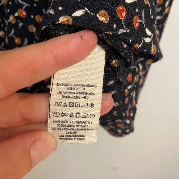 Free People Black Easy Peasy Cherry Crepe Wide Leg-sz 4 - Picture 8 of 8